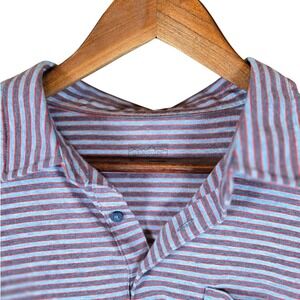 Patagonia Men's Striped Polo Shirt Short Sleeve Button Pocket Organic Cotton XL